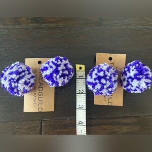 New- 2 pairs of pom pom earrings - game day, school spirit.